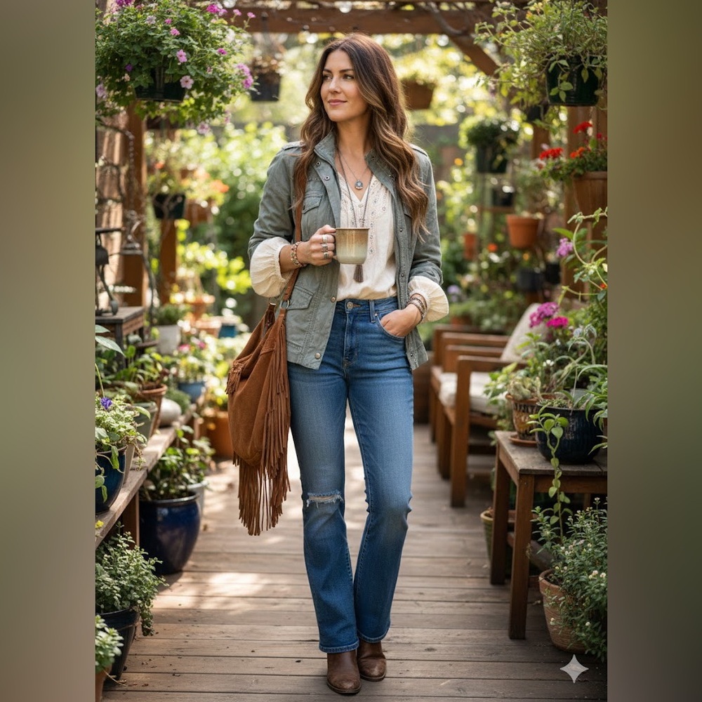 Style & Co Womens Small Sage Green Utility Jacket